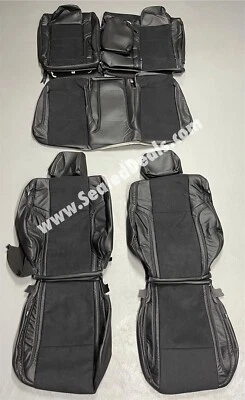 Black Leather & Raven Suede Seat Covers Upgrade for 2015-2023 Dodge Challenger - Image 1 of 4