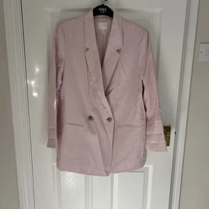 H&M Women’s Pink Blazer With Button Fastening Size S Oversized Style - Picture 1 of 2