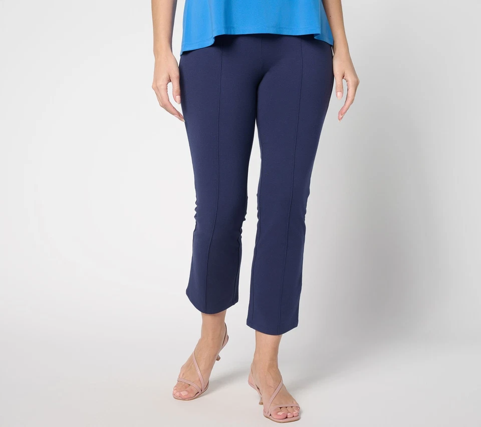 Women with Control Petite Tummy Control 86/14 Straight Leg Crop Pants Navy L New - Image 1 of 1