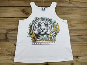 Vintage 90er Busch Gardens Theme Park Tampa Florida White Tiger Cub Tank Top Gr. L - Bild 1 von 8