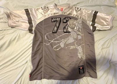 Rare VINTAGE ECKO Unltd SPIDERMAN All Over Print Marvel Football Jersey Mens XL - Image 1 of 4