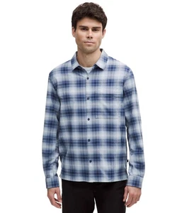 Lululemon Fusion kariertes Clubblaues gebürstetes gewebtes Herren-Overshirt Stärke neu $ 128 - Bild 1 von 6