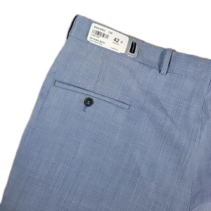 NEW CORBIN SUPER 110'S WORSTED WOOL PANTS SHARKSKIN SOLIDS 42R Unhemmed Nwt - Picture 1 of 8