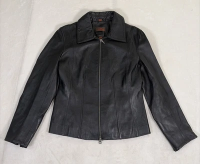 Chaqueta para mujer DANIER de cuero suave genuino negra talla XS Moto Bnfts caridad Foto 1 de 4