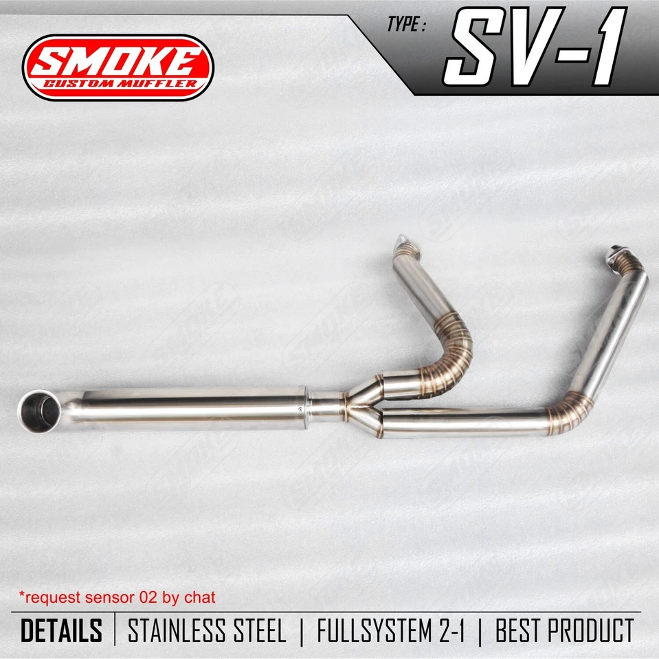 Full System Exhaust Custom 2 Into 1 Fit For Harley Davidson Fat Boy 1999-2023 - Image 1 of 4