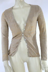 ESCADA Gold Knit Viscose Button Down Cardigan Sweater Size 34 - Picture 1 of 14