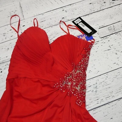 Vestido de noite XSCAPE tamanho 4 vermelho sem alças formatura formal novo com etiquetas $229 - Imagem 1 de 4