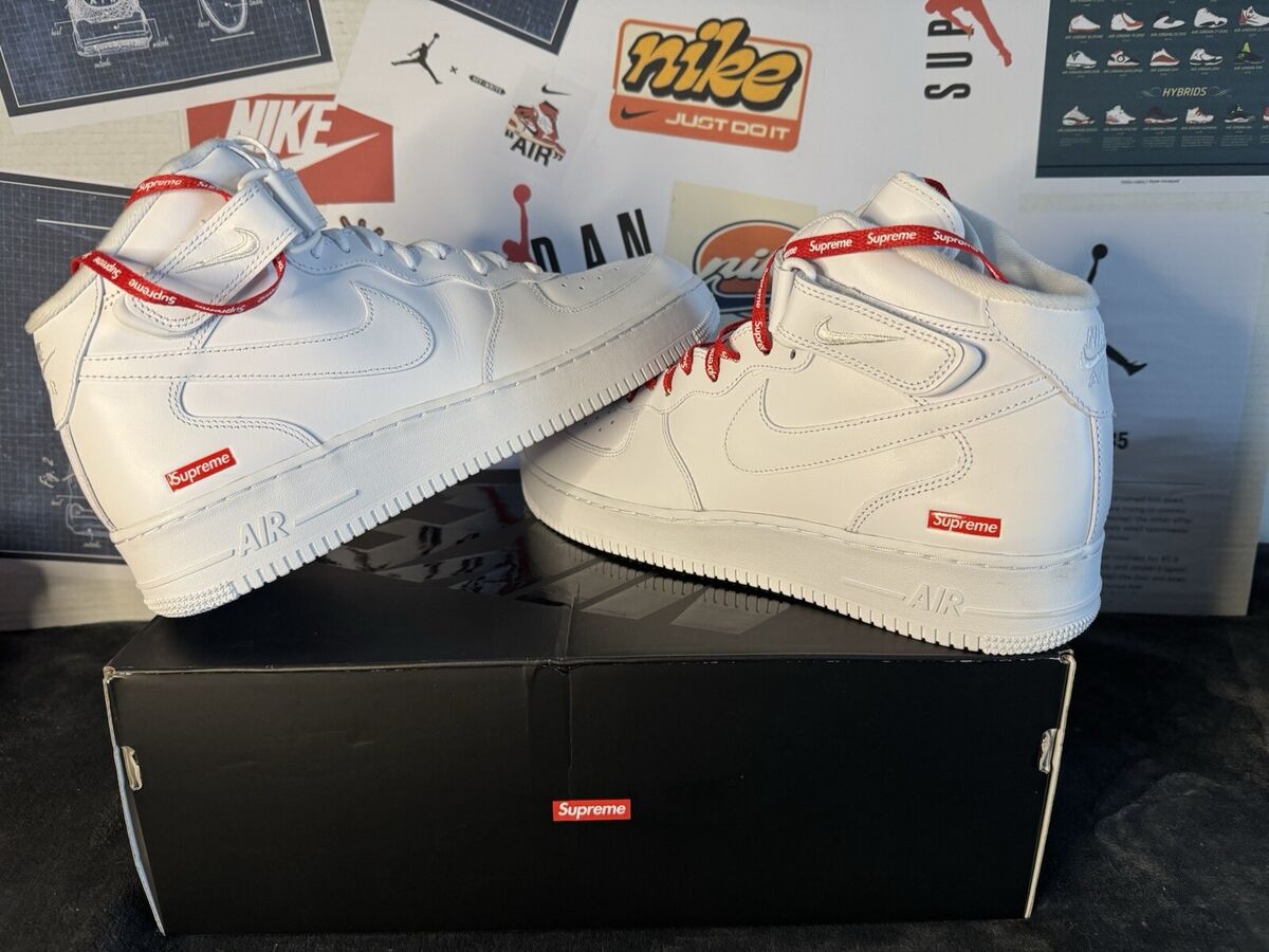 Nike Supreme x Air Force 1 Mid Box Logo - Triple White for Nike Supreme x Air Force 1 Mid Box Logo - Triple White for