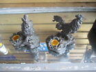 Pair Of Resin Cockrel Taper candle Holders Approx 5" High - Novelty Items
