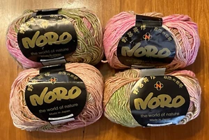 Lot Of 4 Noro AYATORI Wool Silk Yarn / # 4 Lot A - Pink Rose Spring Green - Picture 1 of 3