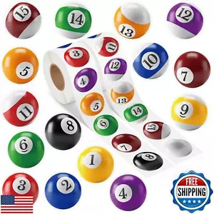 A1diee Realistic Billiard Ball Stickers - 1-16 Color Billiards Pool Ball Peel - Picture 1 of 5