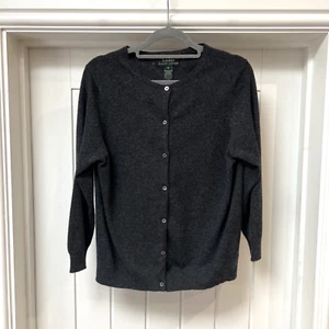 Cárdigan para mujer Lauren Ralph Lauren pequeño gris tejido 100 % cachemir suave elástico - Imagen 1 de 10