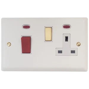 G&H SFW229-PB Spectrum Plate Matt White 45 Amp DP Cooker Switch & 13A Socket - Imagen 1 de 1