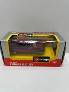Coche diecast vintage Burago # 4160 Italia Renault Clio 16V púrpura escala 1:43 - Imagen 1 de 10