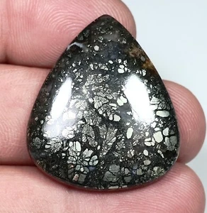 38 CT NATURAL MINERAL MARCASITE HADEED PEAR CABOCHON PENDANT GEMSTONE ER-730 - Picture 1 of 5