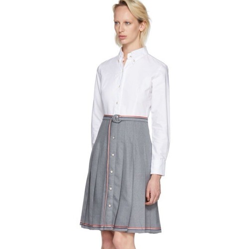 Abito Thom Browne Camicia Illusion grigio e bianco cintura taglia 42 nuovo con etichette