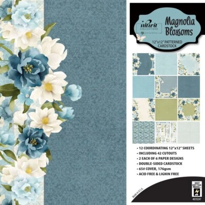 Floral Magnolia Blooms 12x12 Paper – Cardstock for Crafts & Scrapbooking Vintage - Image 1 of 2