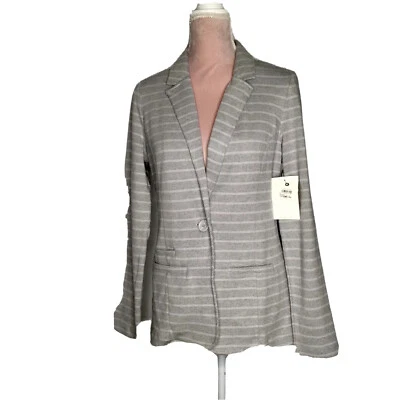 Chaqueta Blazer Caslon Nordstrom Informal Mezcla Algodón US M Tejida Rayas Un Botón Foto 1 de 4