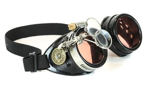 Steampunk Goggles Bullet Shell Crazy Burning man Costume Mad Scientist 2X Red - Picture 1 of 2