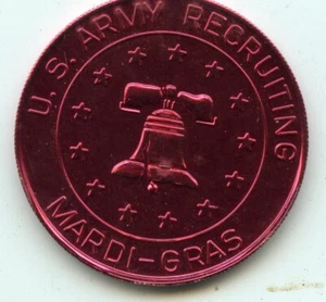 Mardi Gras Doubloon United States Army Recruiting 1975 Red - Picture 1 of 2