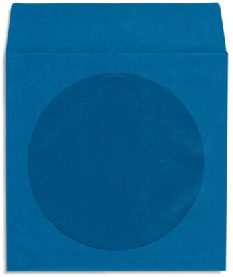 200-Pak =DARK BLUE= Colored Paper CD/DVD Sleeves with Window & Flap