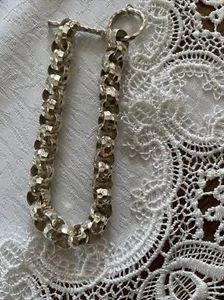 Fine Silpada 925 Sterling Silver Thick Rolo Toggle Clasp Hammered Bracelet 46 g - Picture 1 of 13