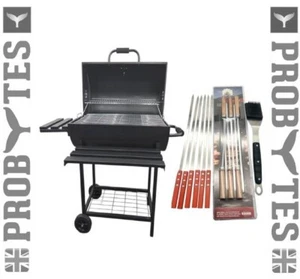 112x71x106cm Drum Barrel Charcoal Grill BBQ Smoker Wheels Serving Trays Vents - Picture 1 of 31