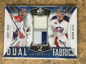 CAREY PRICE STEVE MASON 2009-10 UD SPGU Hky Dual Authentic Fabrics #AF2-PM #/100