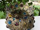 RARE ANTIQUE JEWELED LAMPSHADE, brass with colored jewels.  hard to find mint