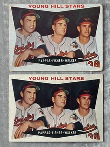(2) 1960 Topps "Young Hill Stars" Back Variation Error & Correct Cards #399 pdz - Picture 1 of 2