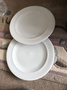 denby white trace dinner plates x 2