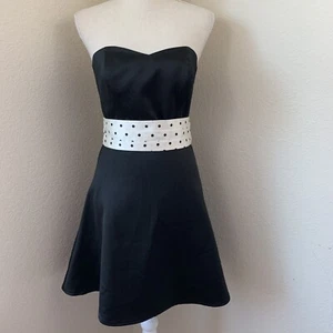 White House Black Market Womens Size 2 Strapless Polka Dot Sash Dress Formal - Picture 1 of 9