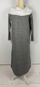 Soft Surroundings PM Lounge Dress Heather Gray Long Sleeve Pockets Cowl Neck - Picture 1 of 12