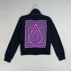 Volcom Stone Jacket Womens XS Black Purple Sweater Moto Skater Edgy Y2K Surf - Picture 1 of 14