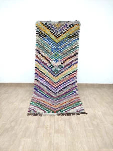 Boucherouite Vintage Area Rug 4x9 Handmade Berber Moroccan Multicolor Runner Rug - Picture 1 of 9