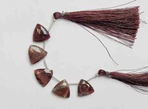 AAA+ Brown Sapphire 5 piece Faceted, Triangle Shape beads, 14x14x5 to 13x13x5 mm - Picture 1 of 3