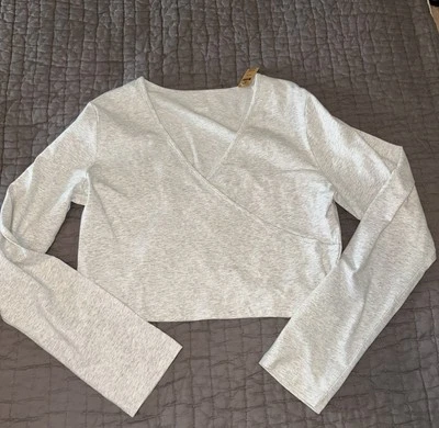 Новый с Ярлыками VICTORIA'S SECRET Топ XL розовый укороченный длинным рукавом искусственного надежном рубашка - Изображение 1 из 3