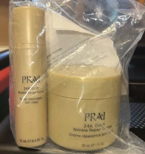 Prai Beauty 24K Gold Wrinkle Repair Creme 1oz Plus Serum 0,5oz 2pc Set Neu im Karton - Bild 1 von 3