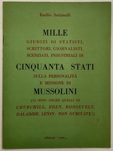 SETTIMELLI EMILIO 1000 URTEILE VON STAATEN SCHRIFTSTELLERN… BUCH AUSGABEN ERRE 1944 - Bild 1 von 6