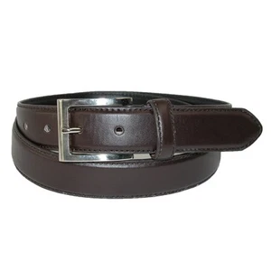 CTM Ceinture Homme Cuir 1 1/8 Pouce Basique Robe avec Boucle Argentée - Photo 1 sur 7