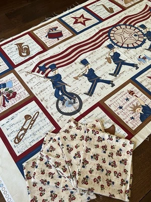 MODA  76 Trombones Sandy Gervais Panel 24”x44” & 5 Fat Quarters Patriotic VTG - Image 1 of 4