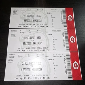 Ben Williamson Seattle Mariners ML Debut Ticket 04/15/2025 Vs Reds Souvenier - Picture 1 of 2