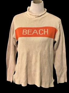Vintage BINGHAMTON Knitting Co BEACH cremefarbener Rollkragenpullover •Herren S• USA 100 % Baumwolle - Bild 1 von 9