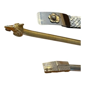 3 Vintage verschiedene Coil Stretch Gürtel - Widder, Blume, künstlerisch - Gold & Silber - Bild 1 von 22