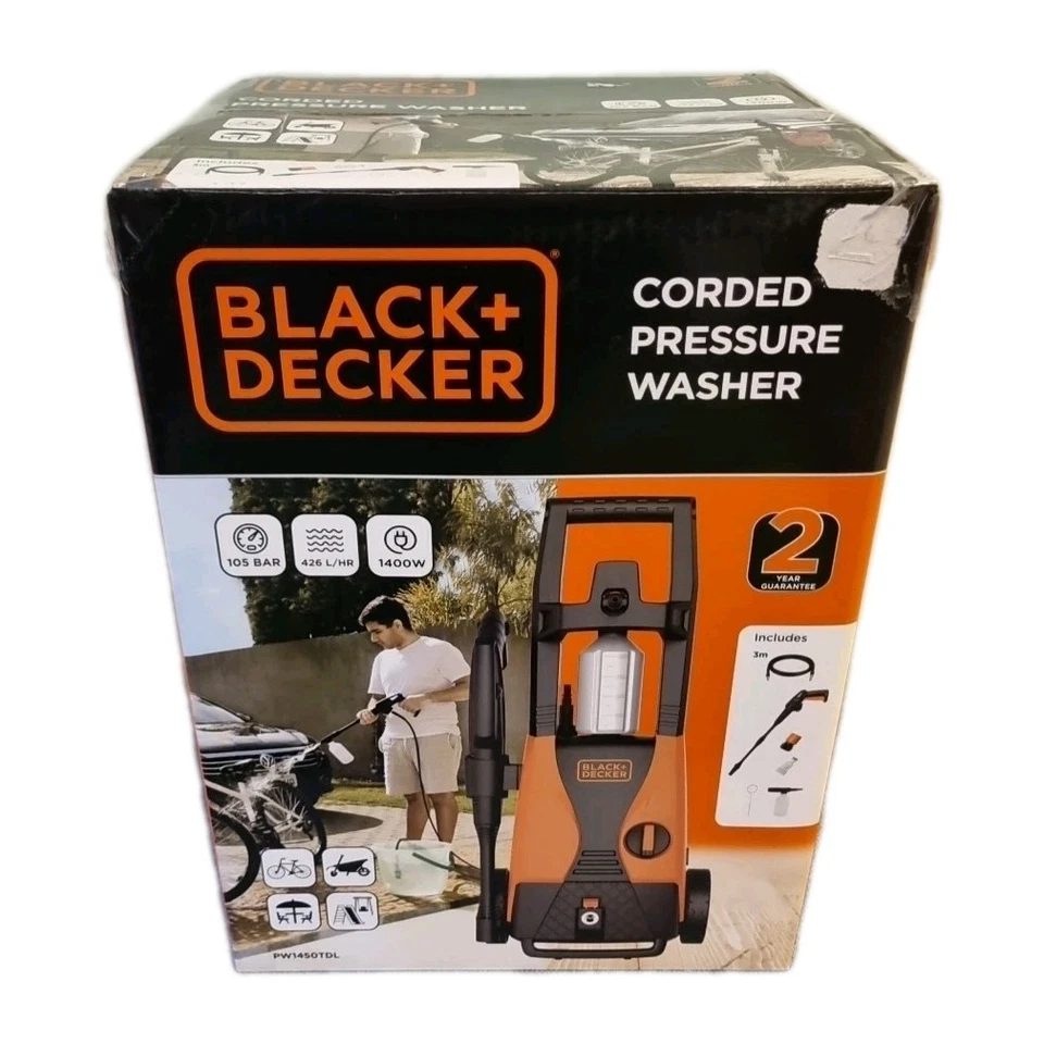 BLACK + DECKER ● PW1450TDL 1400  Watt 105 Bar ● Pressure Washer  - Image 1 of 4