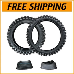 All-Season Dirt Bike Tire & Tube Set: Front 70/100-17 & Rear 90/100-14 Tires - Picture 1 of 10