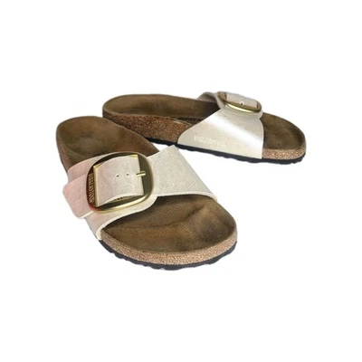 Birkenstock Madrid Big Buckle 女式 US 10 EU 41 珍珠白色凉鞋 窄 — 第 1/4 张图片