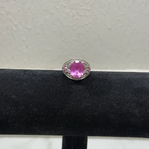 VTG Sterling Silver 925 Cocktail Ring PINK Multiple Stones Women’s Sz 6 - Picture 1 of 7