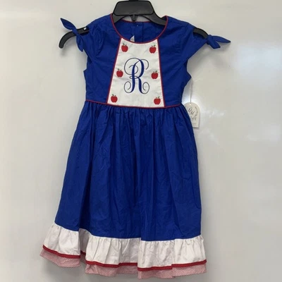 Ricrac & Ruffles Darling Mae Apples and Gingham  8 Back To School  R Monogram - Image 1 of 4