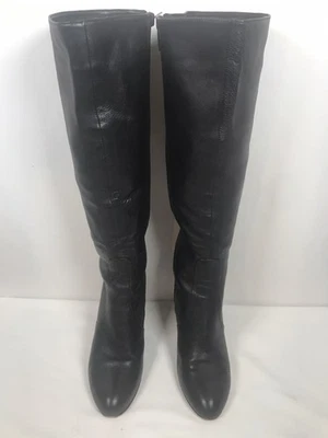 Elie Tahari Mujer Cuero Negro Hasta la Rodilla Puntera Almendra Bota Estilo KRR1K201 Talla 7 Foto 1 de 4